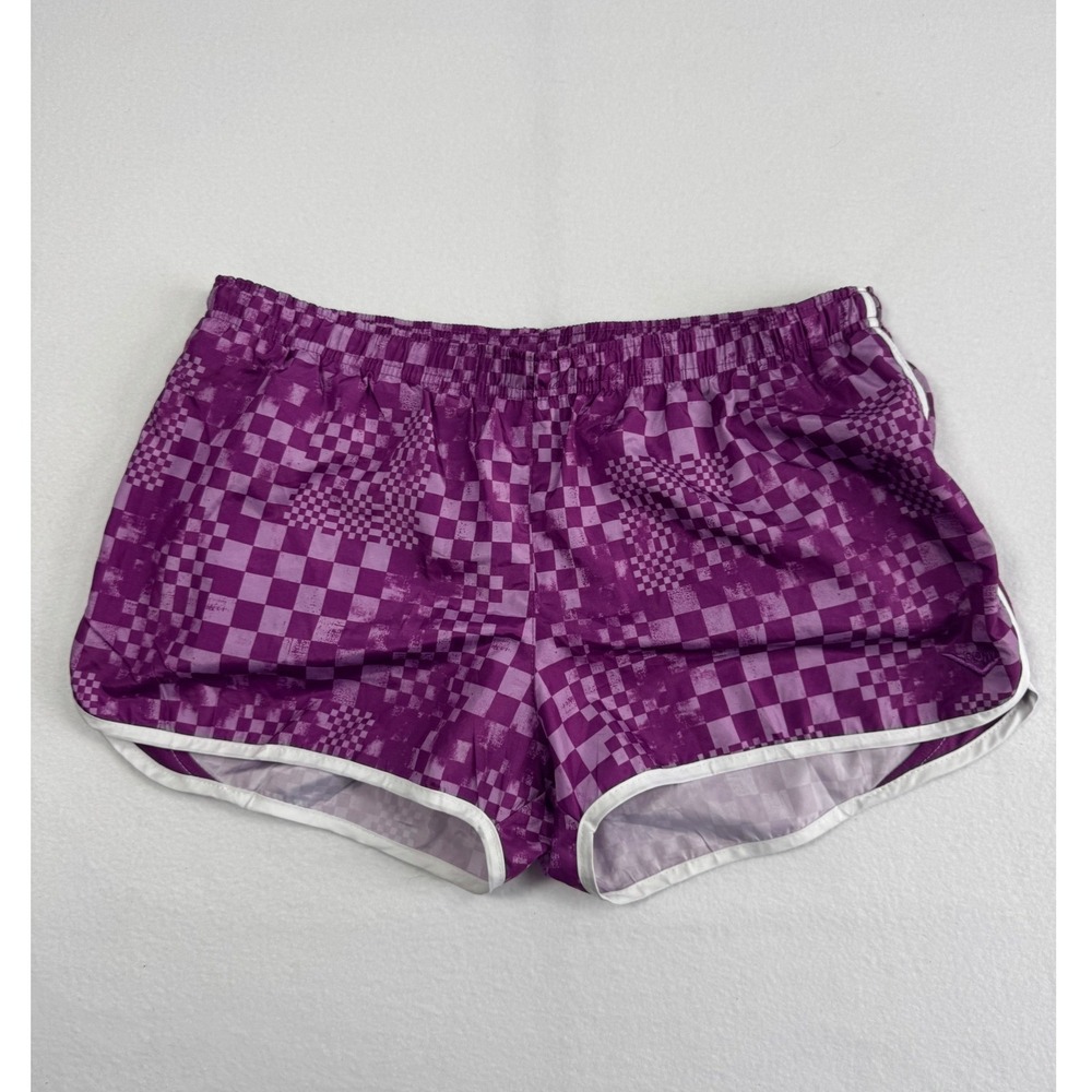 Sporty Pony Checkered Athletic Running Shorts Womens XL Purple